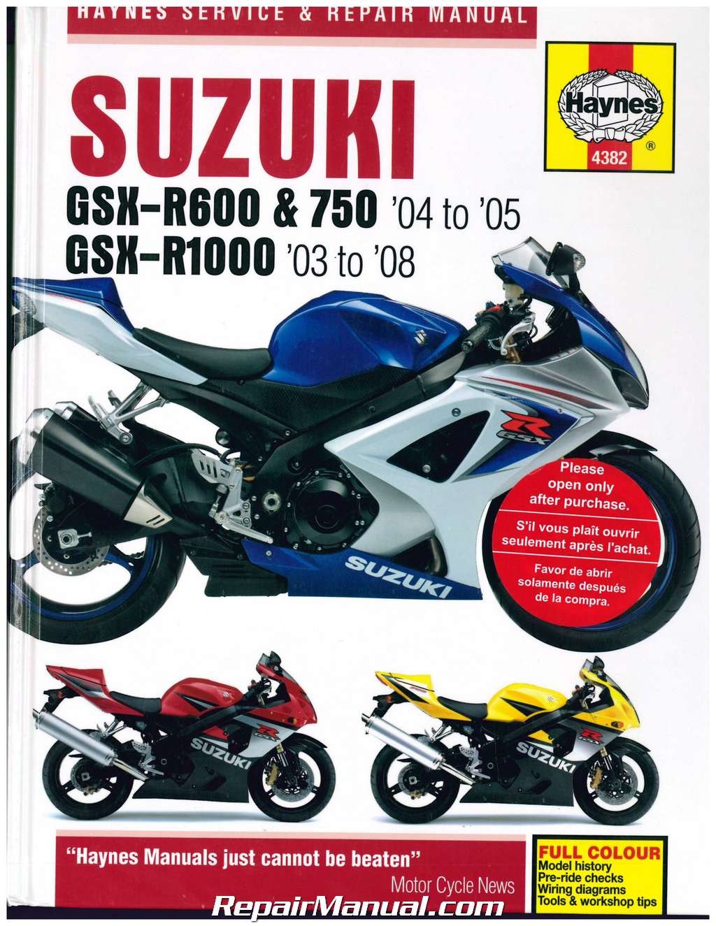 suzuki gsx r gsx r gsx r haynes motorcycle repair manual
